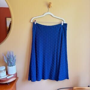 Valerie Stevens Blue Crochet Layered Midi Skirt Lined Size Large